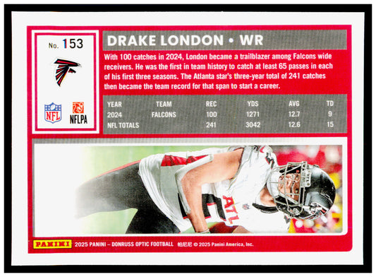2025 Donruss Optic Drake London Card Atlanta Falcons #153
