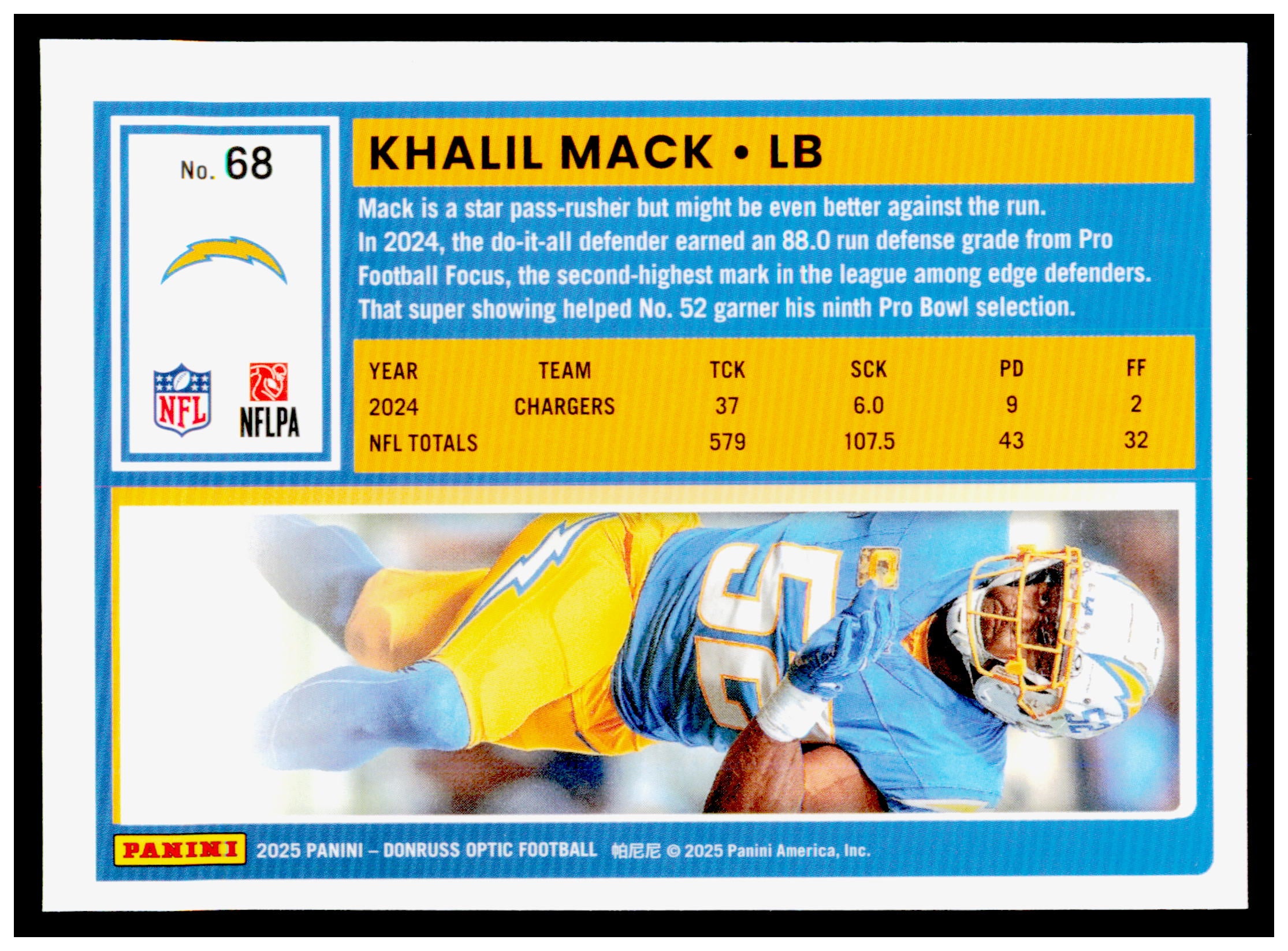 2025 Donruss Optic Khalil Mack Card Los Angeles Chargers #68