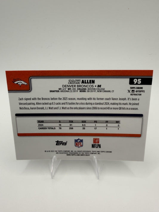 2025 Topps Chrome Zach Allen Refractor #95 Denver Broncos DE Parallel