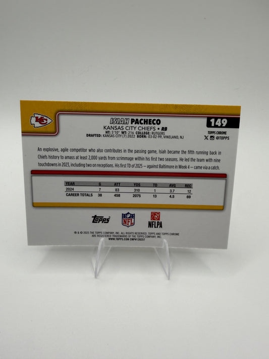 2025 Topps Chrome Isiah Pacheco #149 Kansas City Chiefs RB