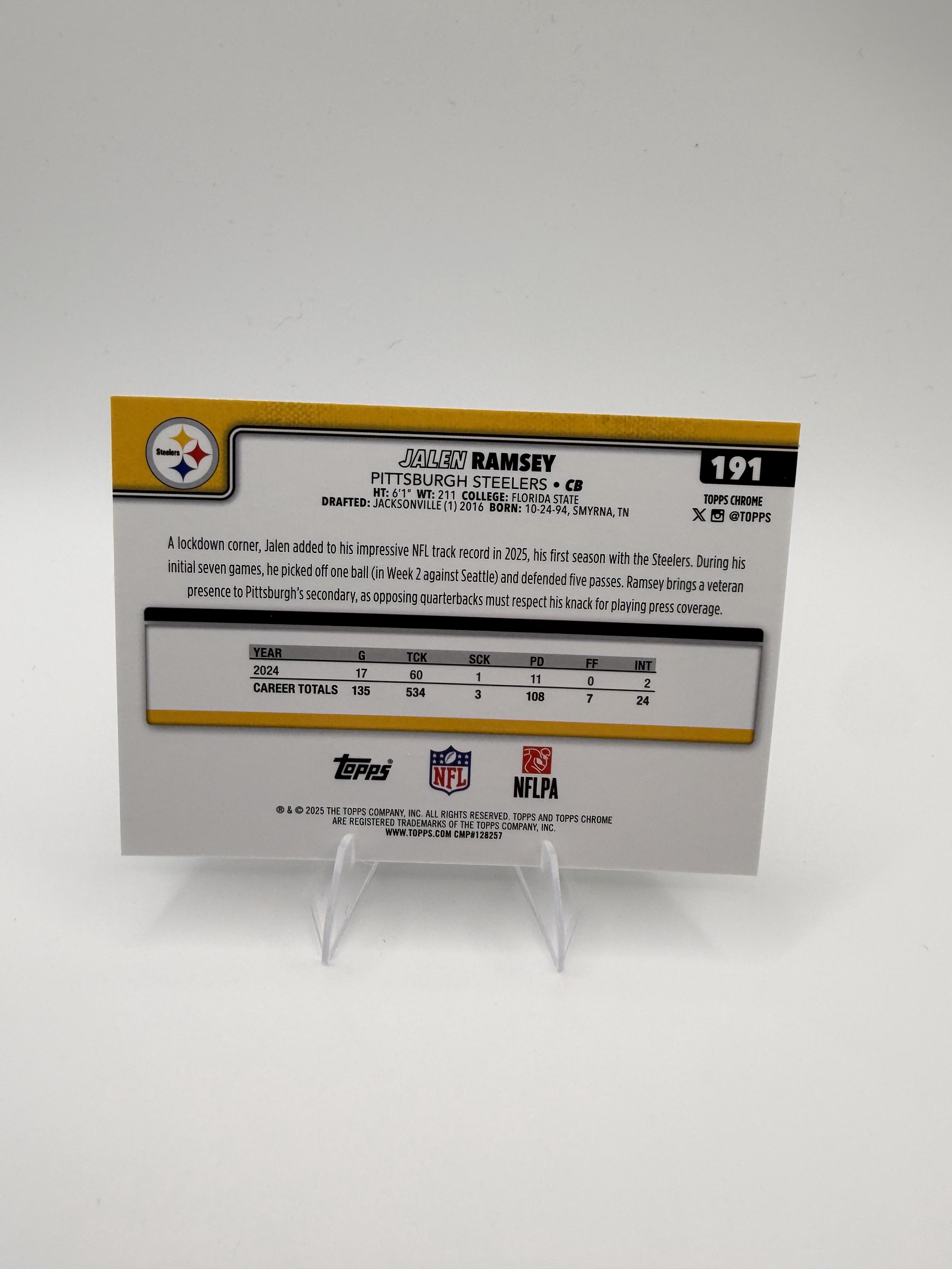 2025 Topps Chrome Jalen Ramsey #191 Pittsburgh Steelers CB