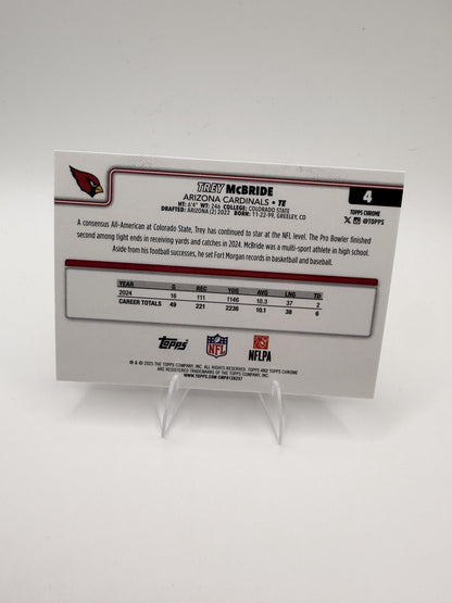 2025 Topps Chrome Trey McBride #4 Arizona Cardinals TE
