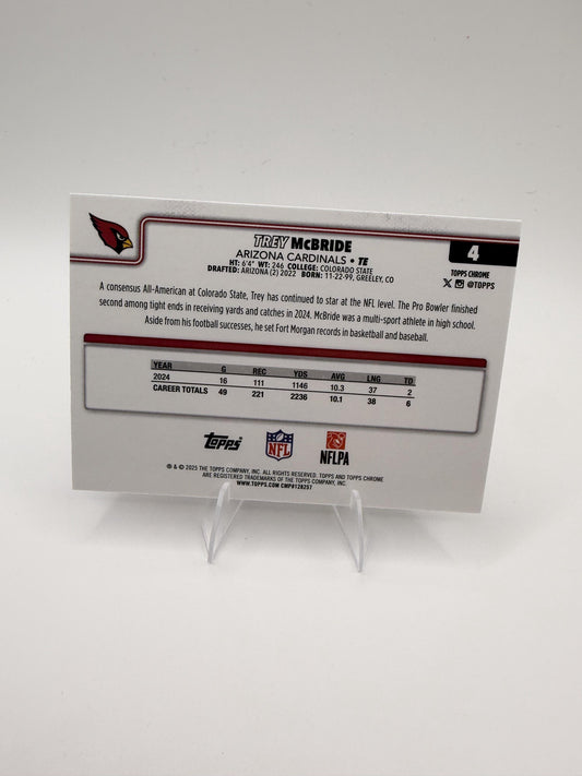 2025 Topps Chrome Trey McBride #4 Arizona Cardinals TE