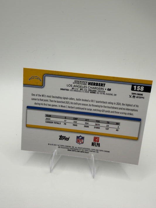 2025 Topps Chrome Justin Herbert #158 Chargers QB Base Card