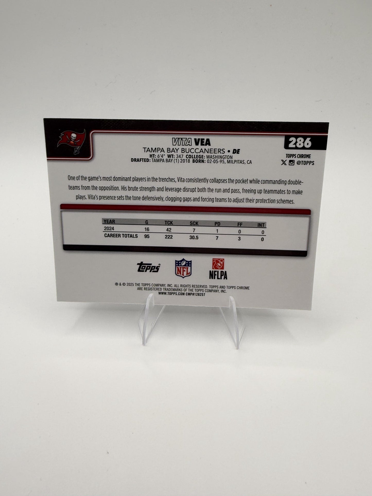 2025 Topps Chrome Vita Vea #286 Buccaneers DE Base Card