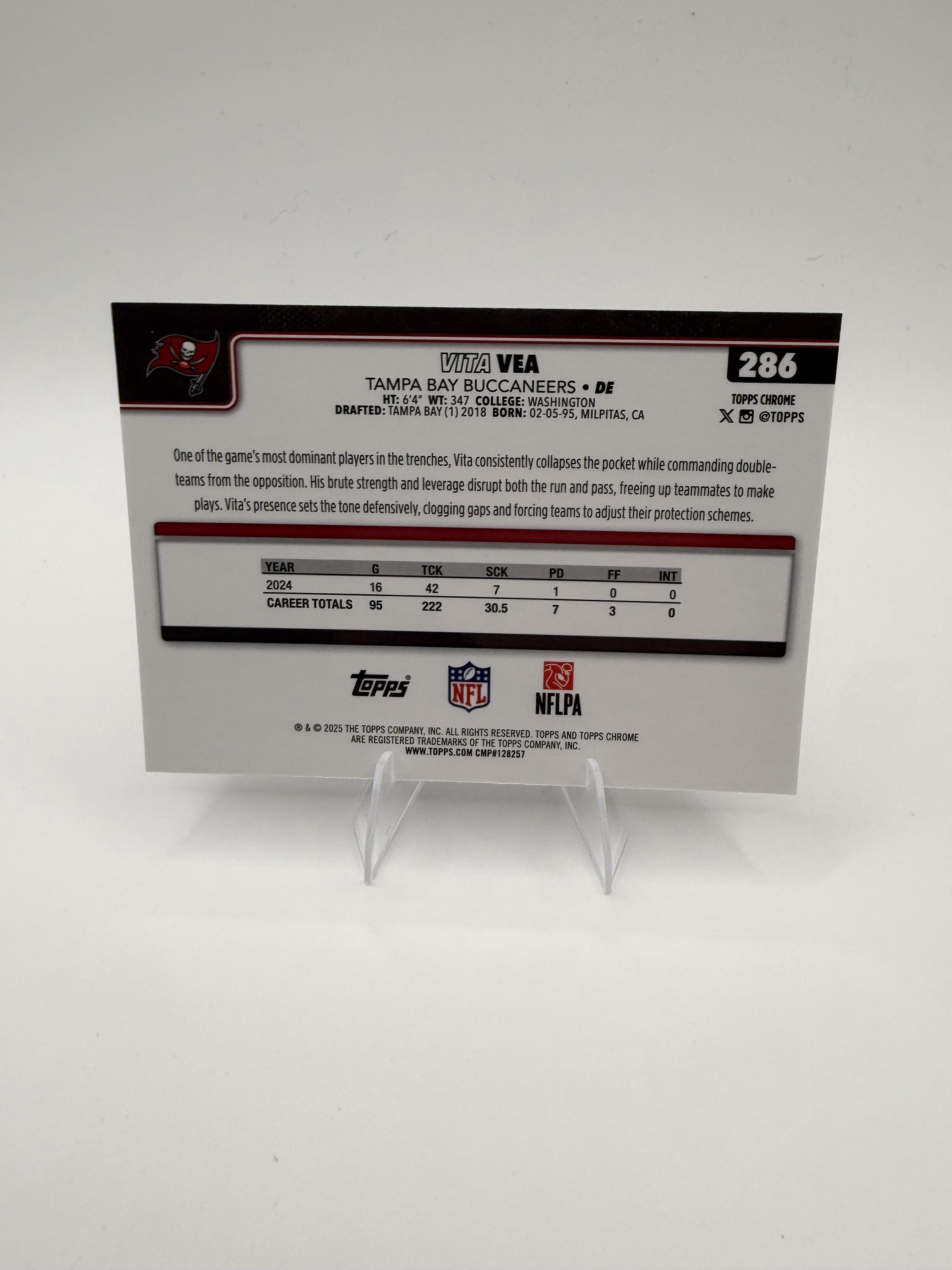 2025 Topps Chrome Vita Vea #286 Buccaneers DE Base Card