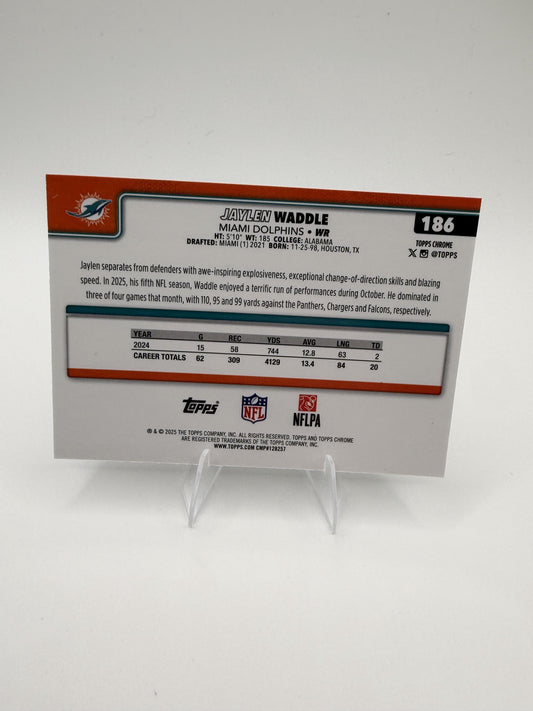2025 Topps Chrome Jaylen Waddle #186 Dolphins WR Base Card
