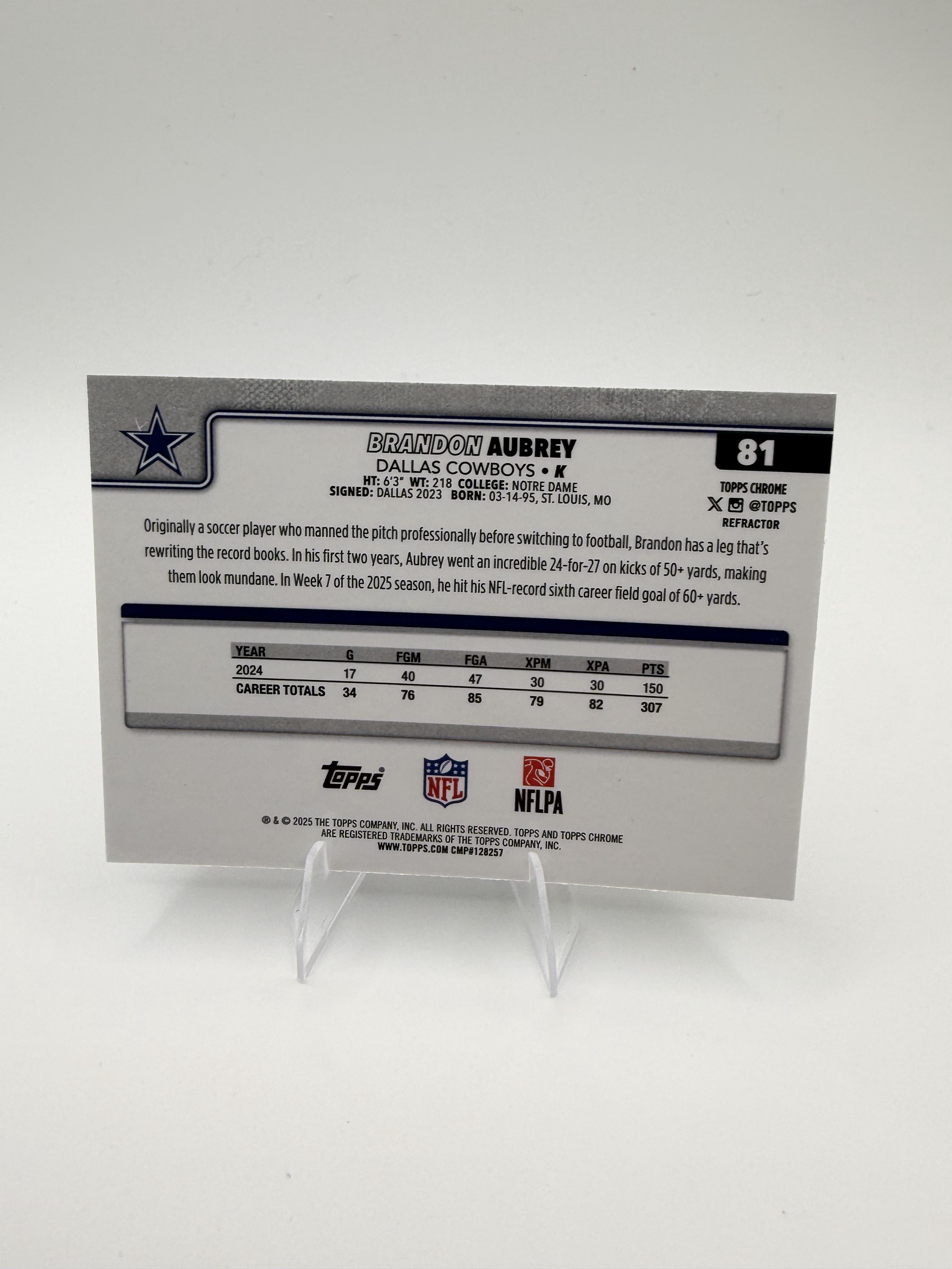 2025 Topps Chrome Brandon Aubrey #81 Cowboys K REFRACTOR