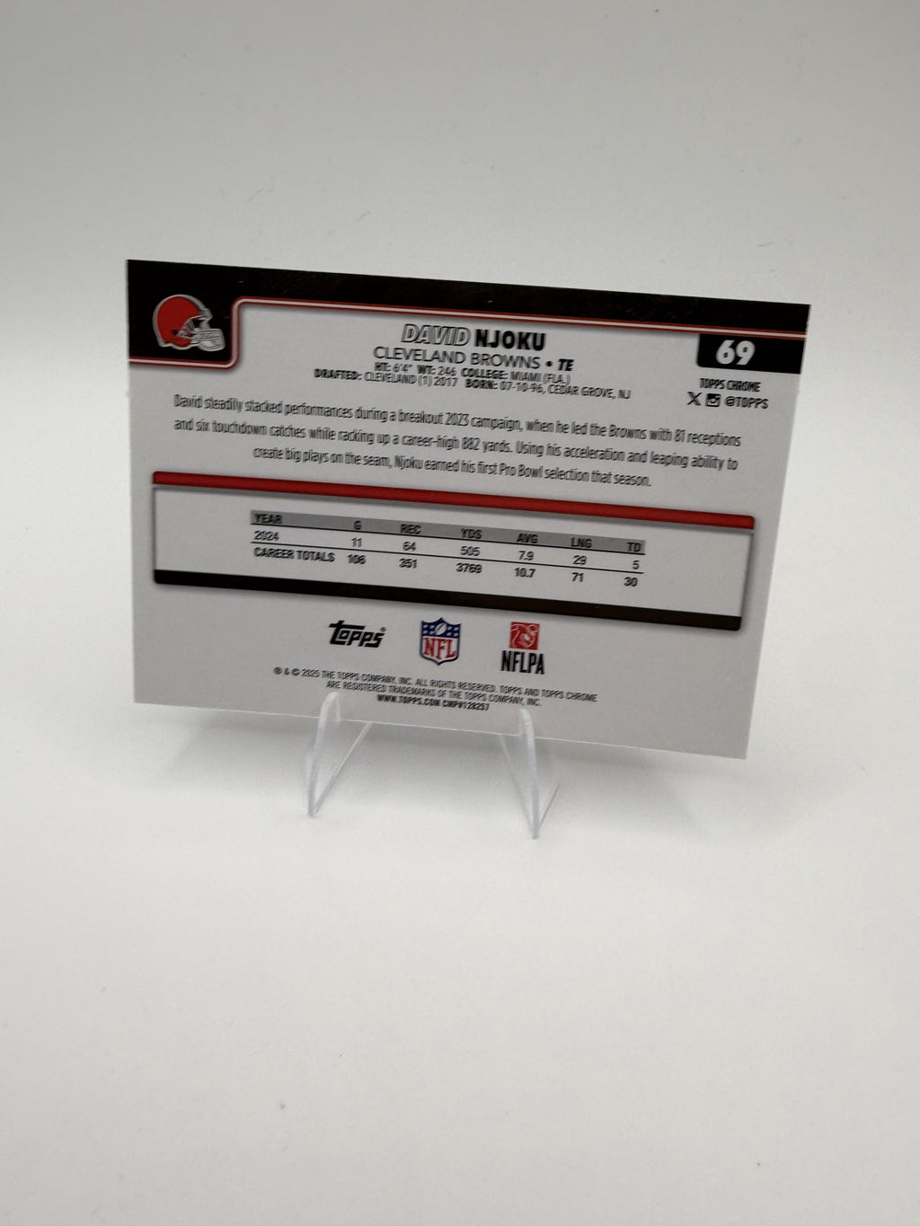 2025 Topps Chrome David Njoku #69 Browns TE Base Card