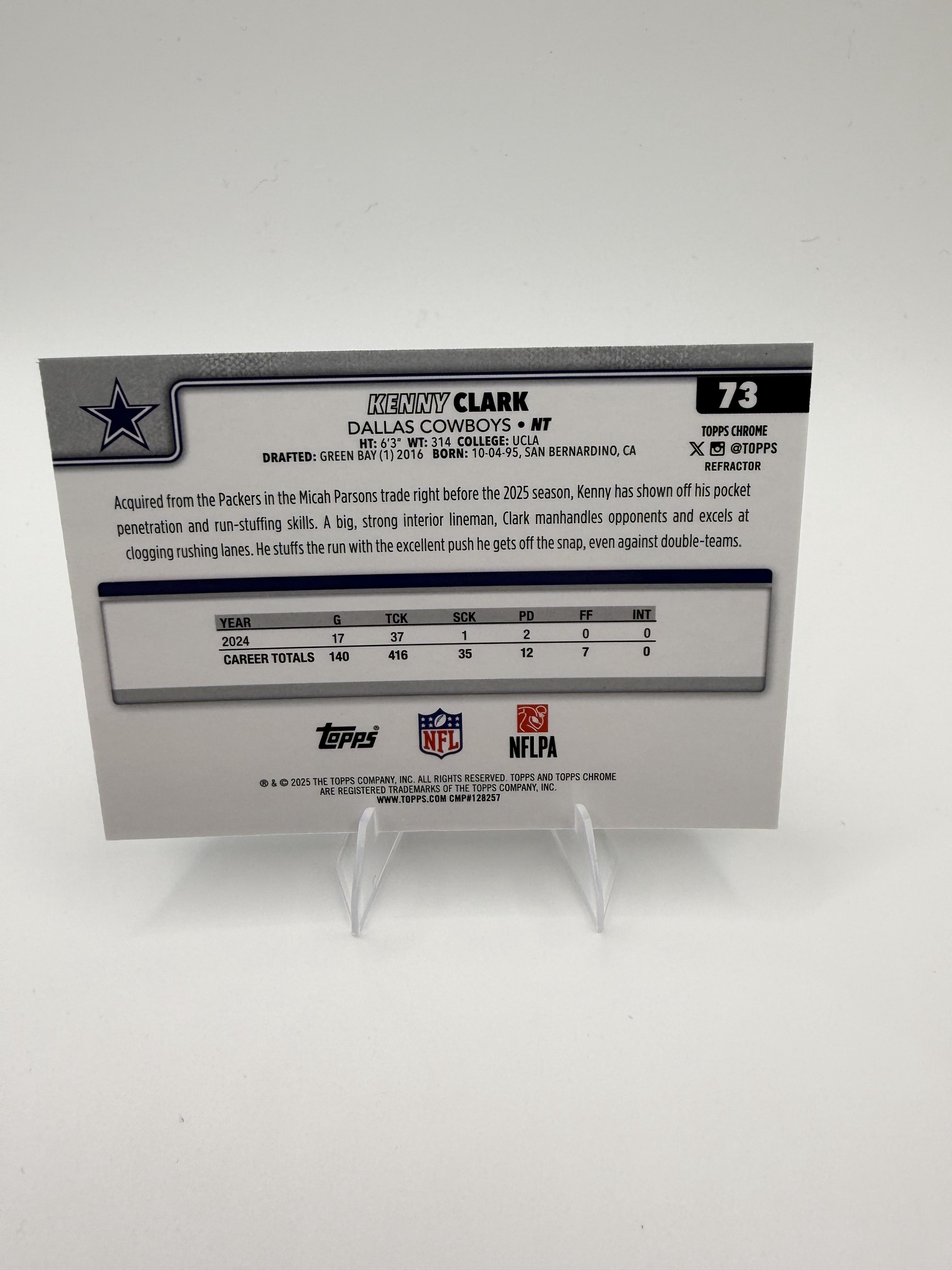 2025 Topps Chrome Kenny Clark Refractor #73 Dallas Cowboys Parallel