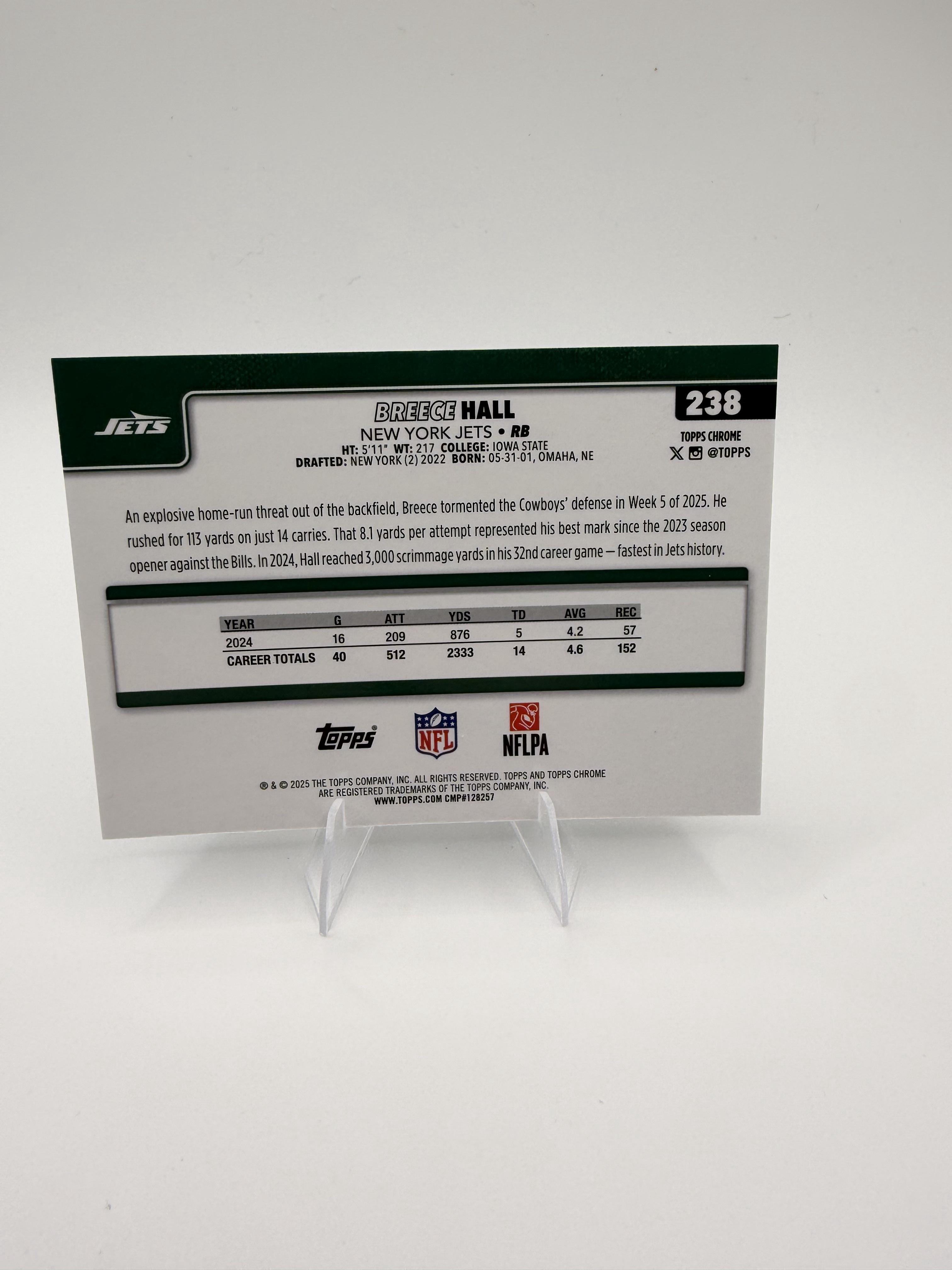 2025 Topps Chrome Breece Hall #238 New York Jets Star RB