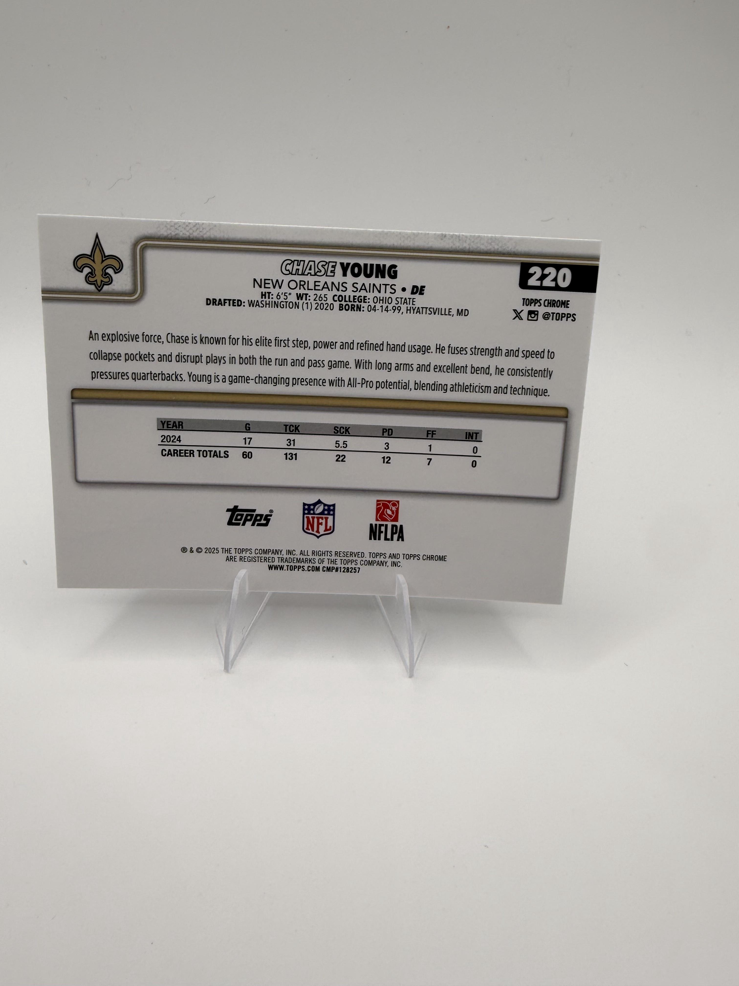 2025 Topps Chrome Chase Young #220 Saints DE Base Card