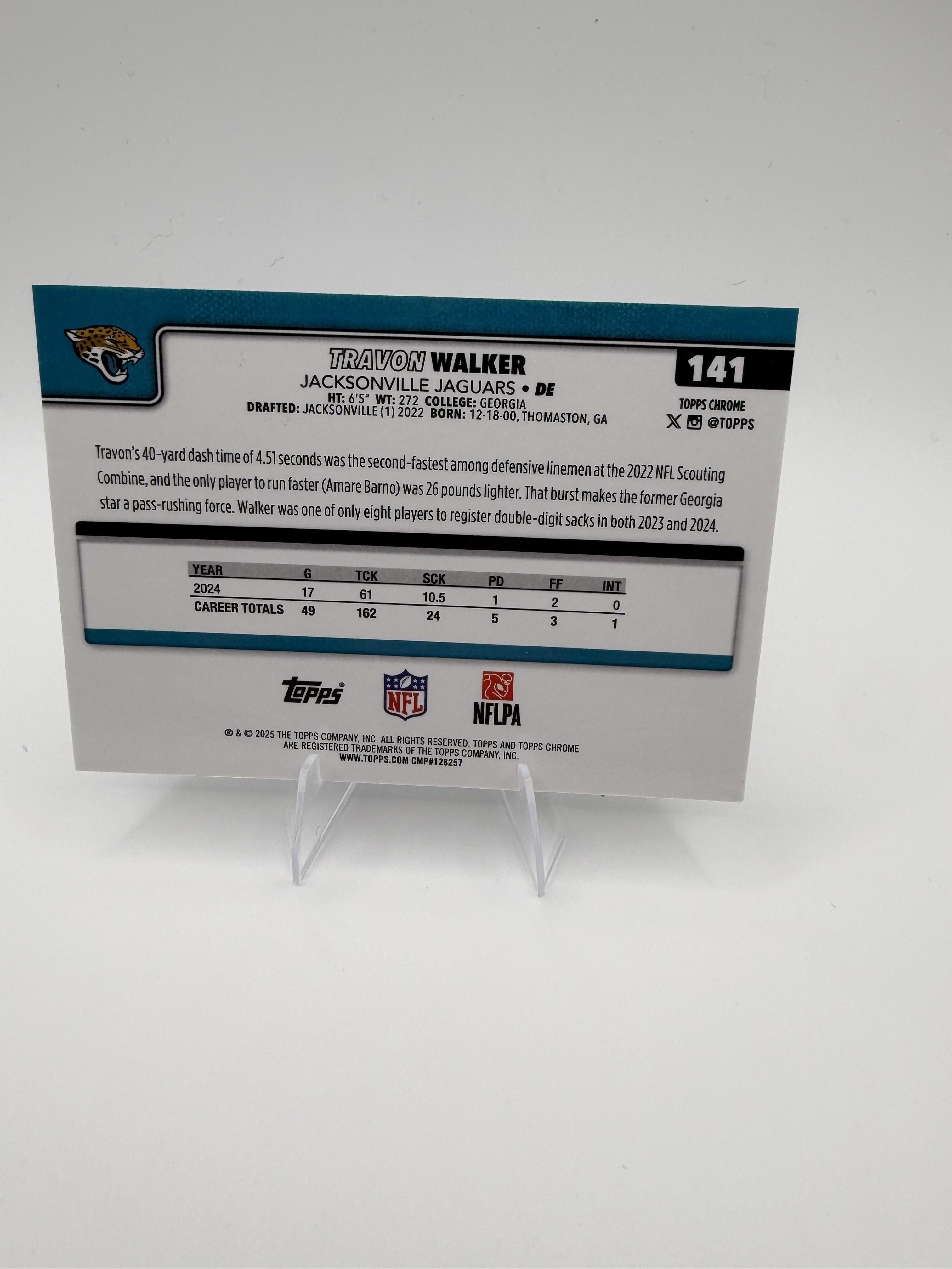 2025 Topps Chrome Travon Walker #141 Jaguars DE Base Card