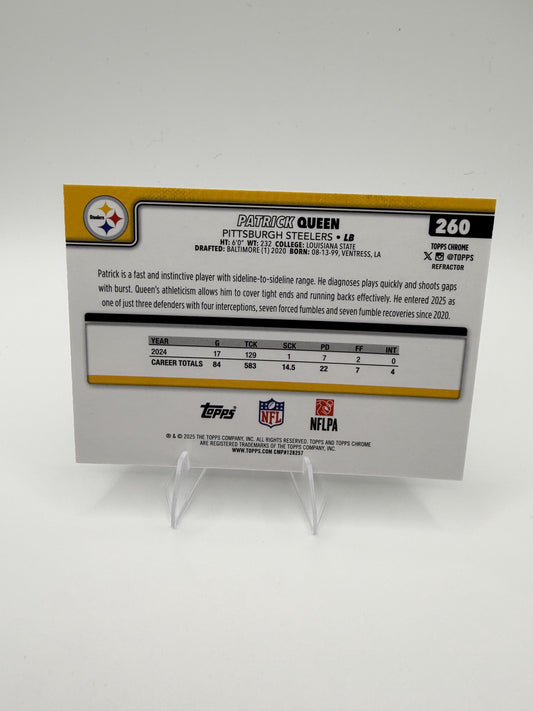 2025 Topps Chrome Patrick Queen #260 Steelers LB REFRACTOR