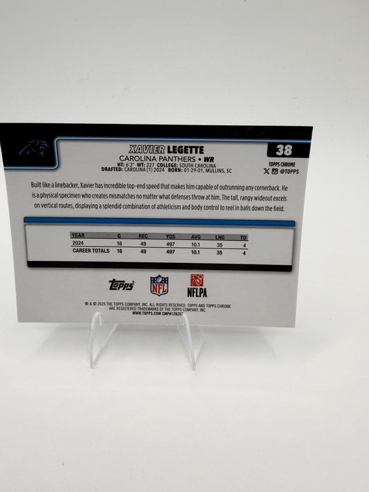 2025 Topps Chrome Xavier Legette #38 Panthers RC Rookie Card