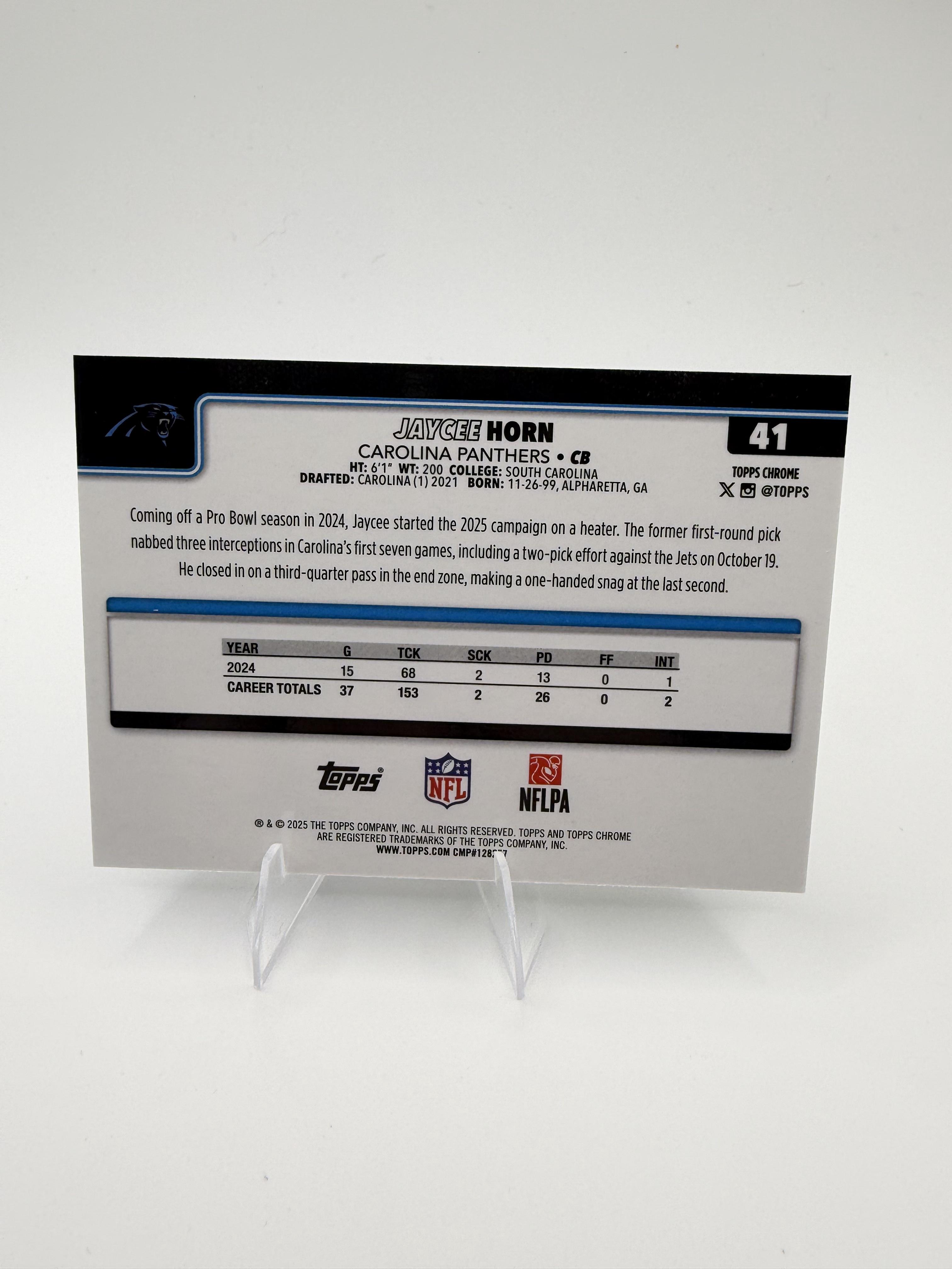 2025 Topps Chrome Jaycee Horn #41 Panthers CB Base Card