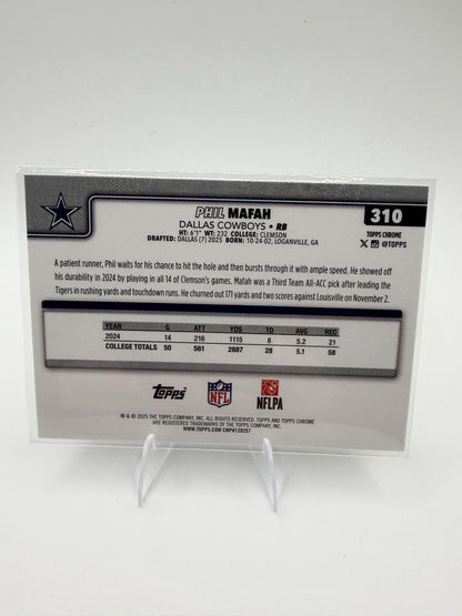 2025 Topps Chrome Phil Mafah RC #310 Dallas Cowboys Rookie RB