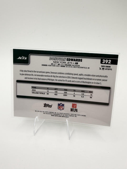 2025 Topps Chrome Donovan Edwards RC #392 New York Jets Rookie RB