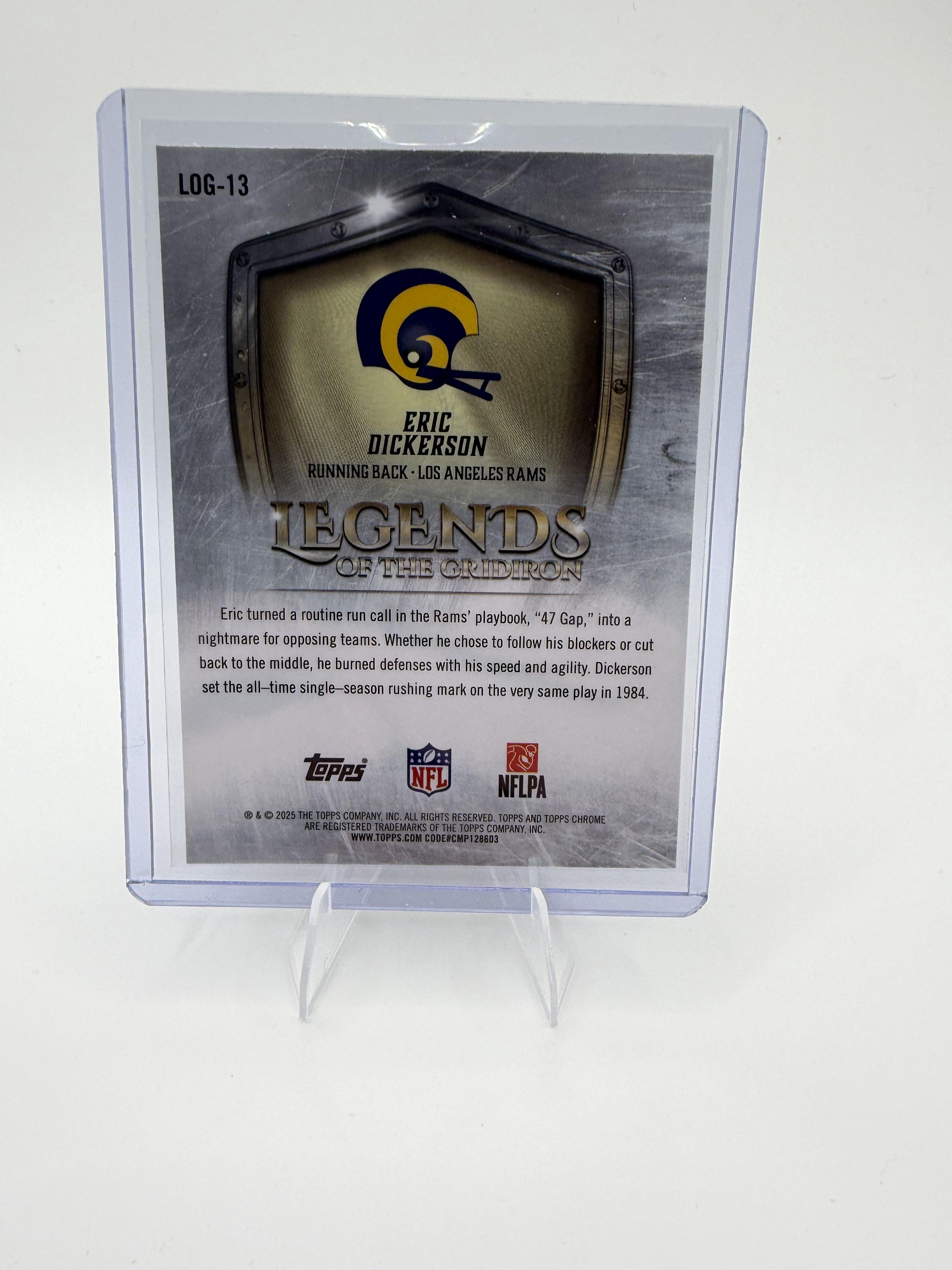 2025 Topps Chrome Eric Dickerson Legends of the Gridiron Refractor #LOG-13 Rams