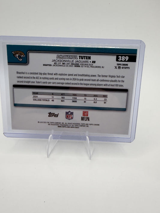 2025 Topps Chrome Bhayshul Tuten Red White Blue Refractor RC #389 Jaguars Rookie
