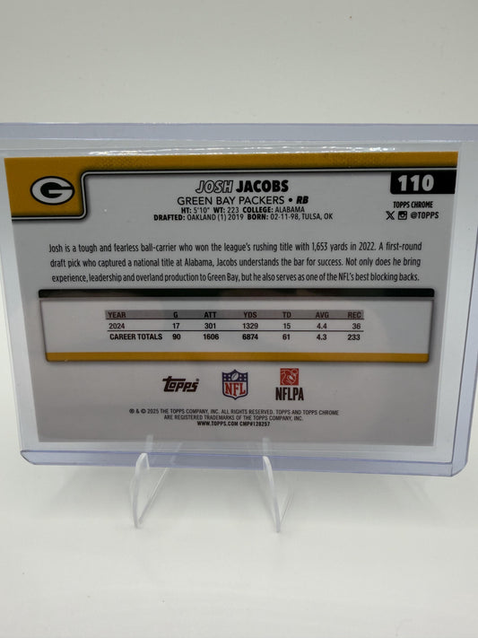 2025 Topps Chrome Josh Jacobs Pulsar Refractor #110 Green Bay Packers Parallel