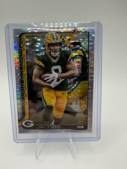 2025 Topps Chrome Josh Jacobs Pulsar Refractor #110 Green Bay Packers Parallel