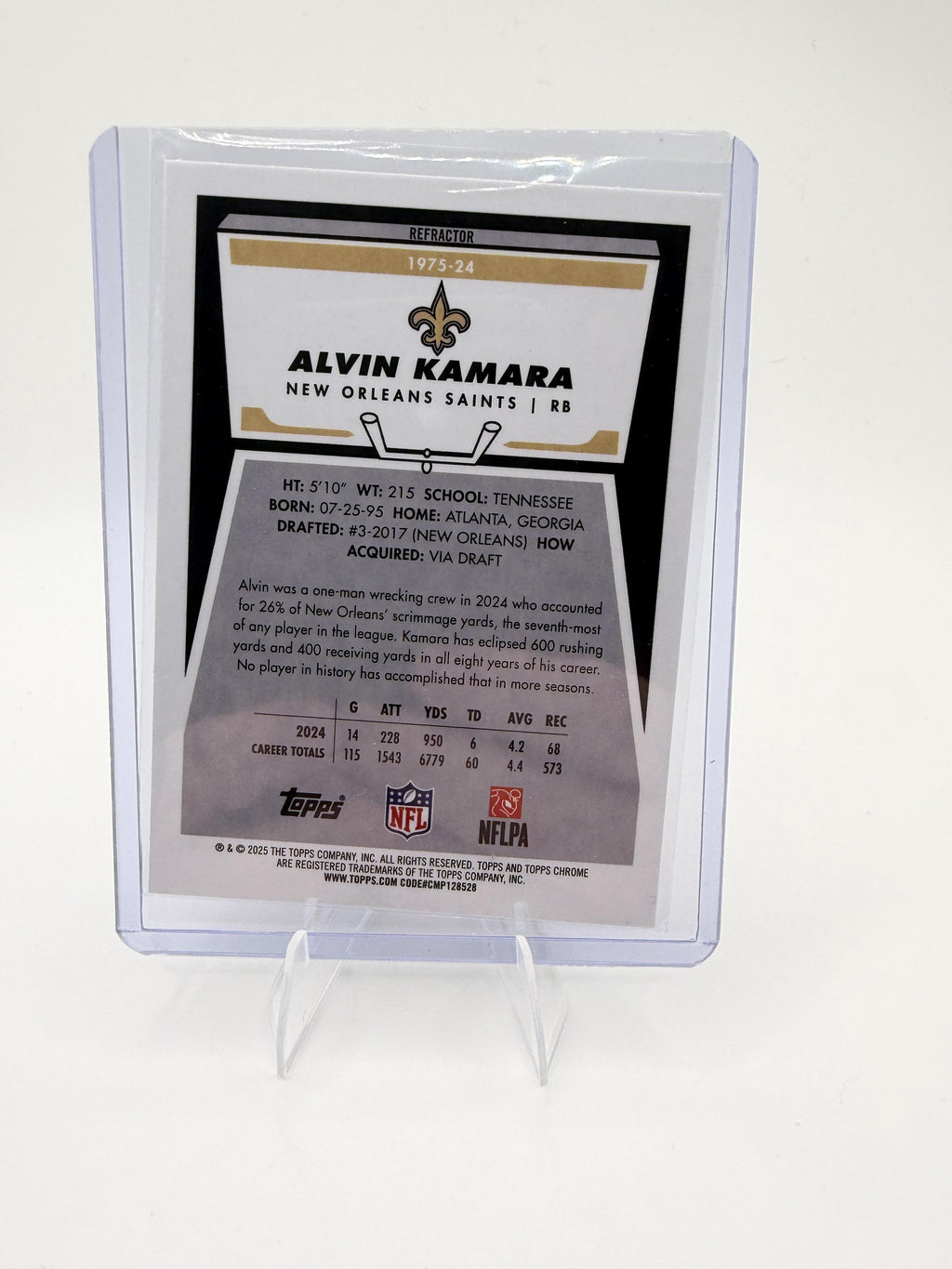 2025 Topps Chrome Alvin Kamara 1975 Topps Refractor #1975-24 Saints Parallel