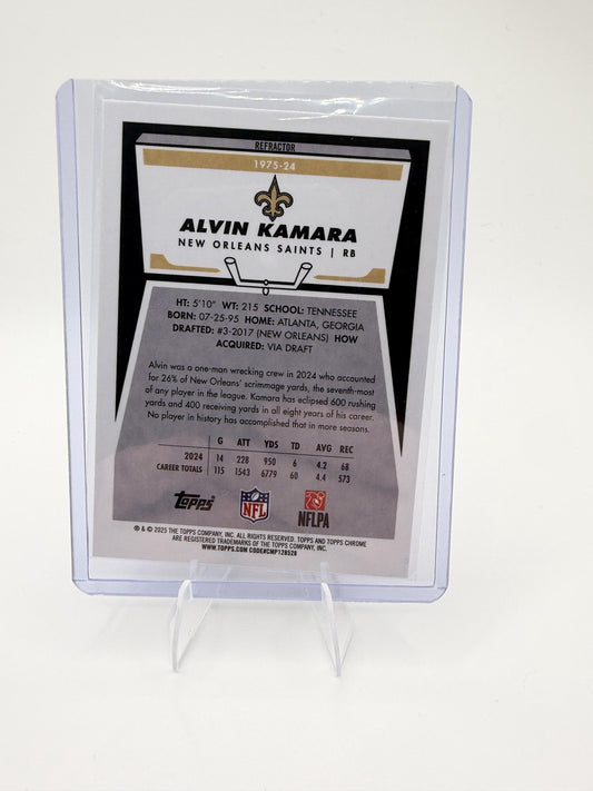 2025 Topps Chrome Alvin Kamara 1975 Topps Refractor #1975-24 Saints Parallel