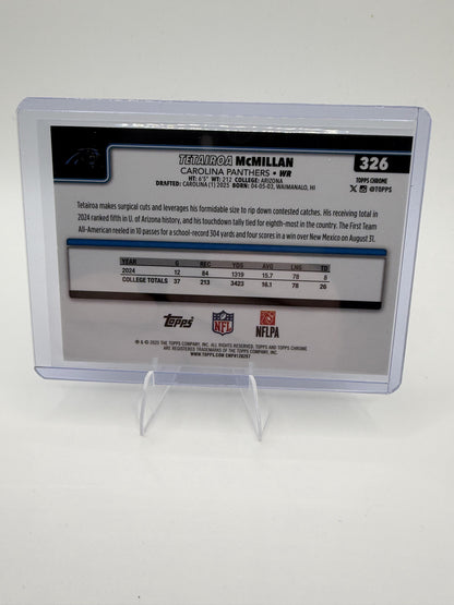 2025 Topps Chrome Tetairoa McMillan RC #326 Carolina Panthers Rookie WR