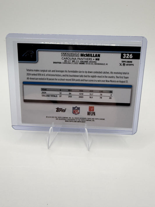 2025 Topps Chrome Tetairoa McMillan RC #326 Carolina Panthers Rookie WR