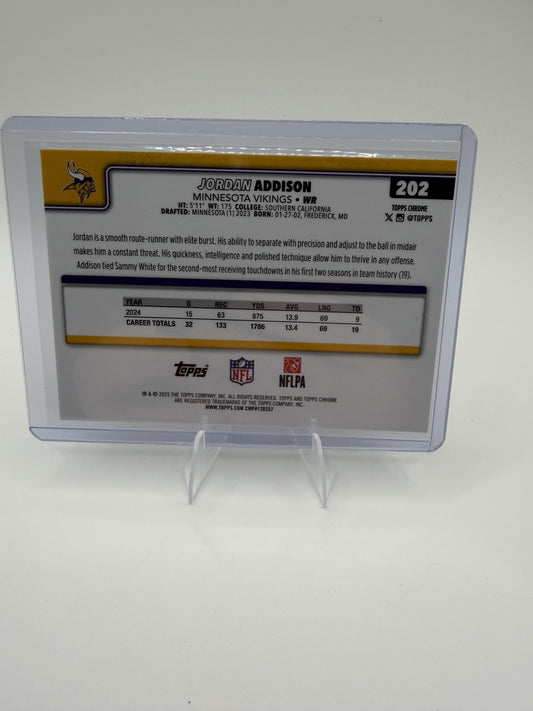 2025 Topps Chrome Jordan Addison RayWave Refractor #202 Vikings Retail Box