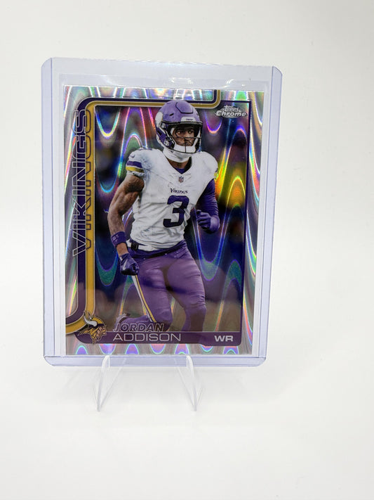 2025 Topps Chrome Jordan Addison RayWave Refractor #202 Vikings Retail Box