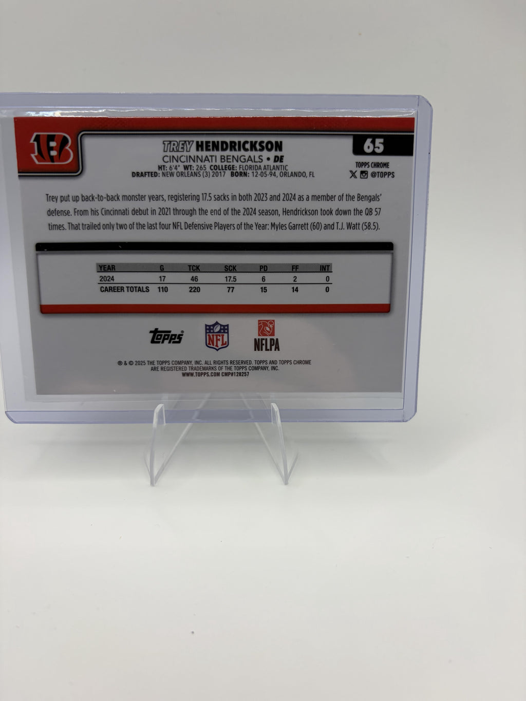 2025 Topps Chrome Trey Hendrickson RayWave Refractor #65 Bengals Parallel