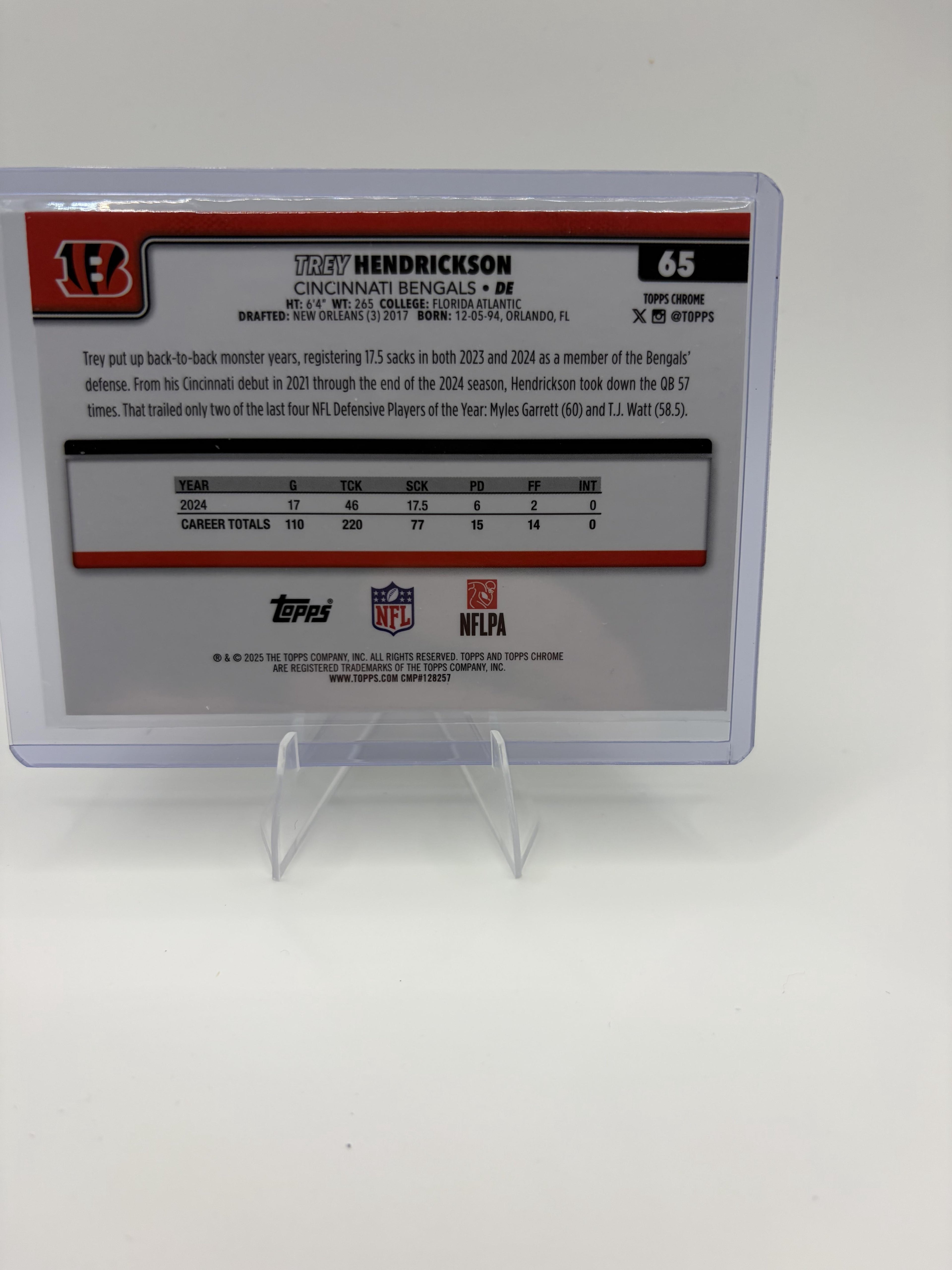 2025 Topps Chrome Trey Hendrickson RayWave Refractor #65 Bengals Parallel