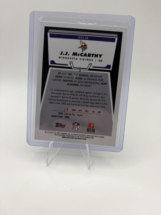 2025 Topps Chrome J.J. McCarthy 1975 Topps Insert #1975-22 Vikings Rookie QB