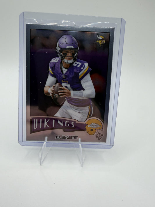 2025 Topps Chrome J.J. McCarthy 1975 Topps Insert #1975-22 Vikings Rookie QB