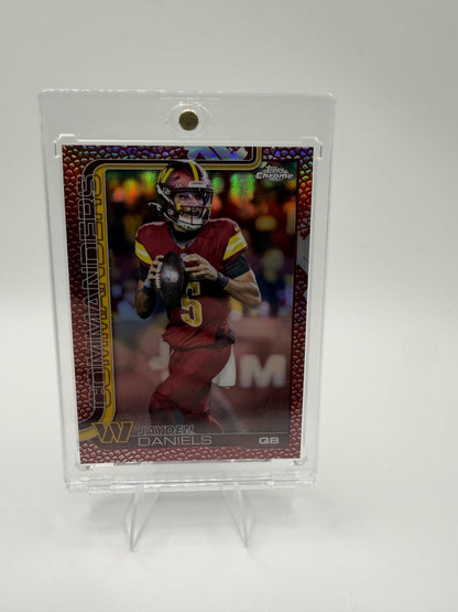 2025 Topps Chrome Jayden Daniels Football Leather Refractor RC #295 Rookie QB