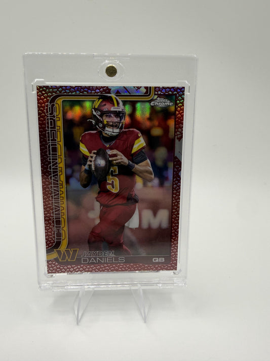 2025 Topps Chrome Jayden Daniels Football Leather Refractor RC #295 Rookie QB