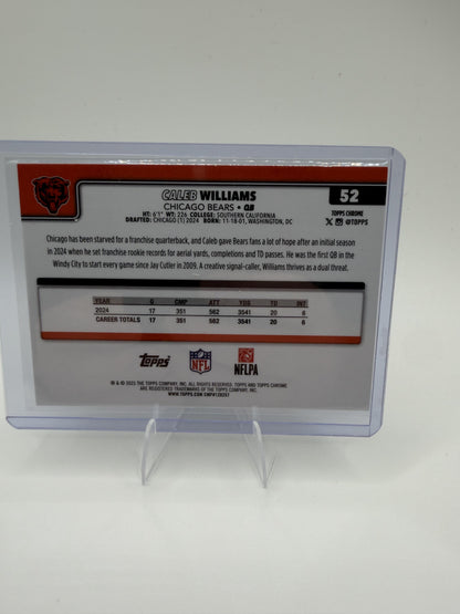 2025 Topps Chrome Caleb Williams Football Leather Refractor RC #52 Rookie QB