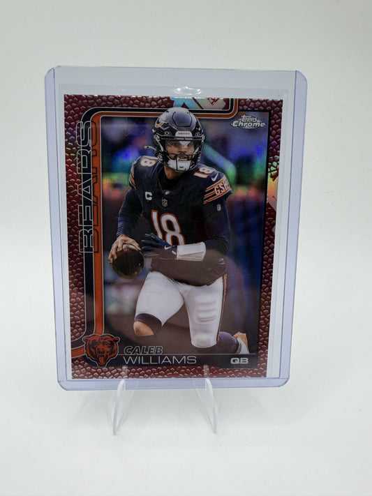 2025 Topps Chrome Caleb Williams Football Leather Refractor RC #52 Rookie QB