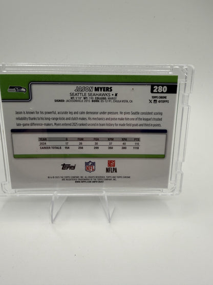 2025 Topps Chrome Jason Myers Green Refractor /99 #280 Seahawks Color Match