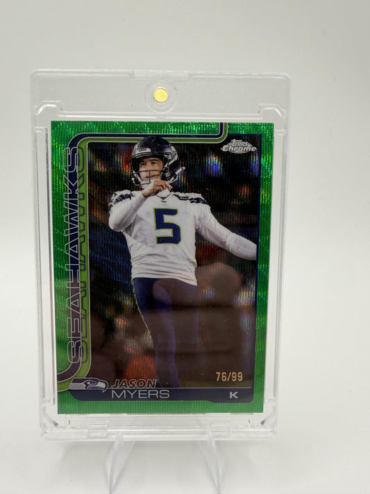 2025 Topps Chrome Jason Myers Green Refractor /99 #280 Seahawks Color Match