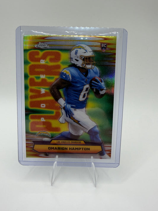 2025 Topps Chrome Omarion Hampton Power Players Refractor RC #PP-17 Chargers