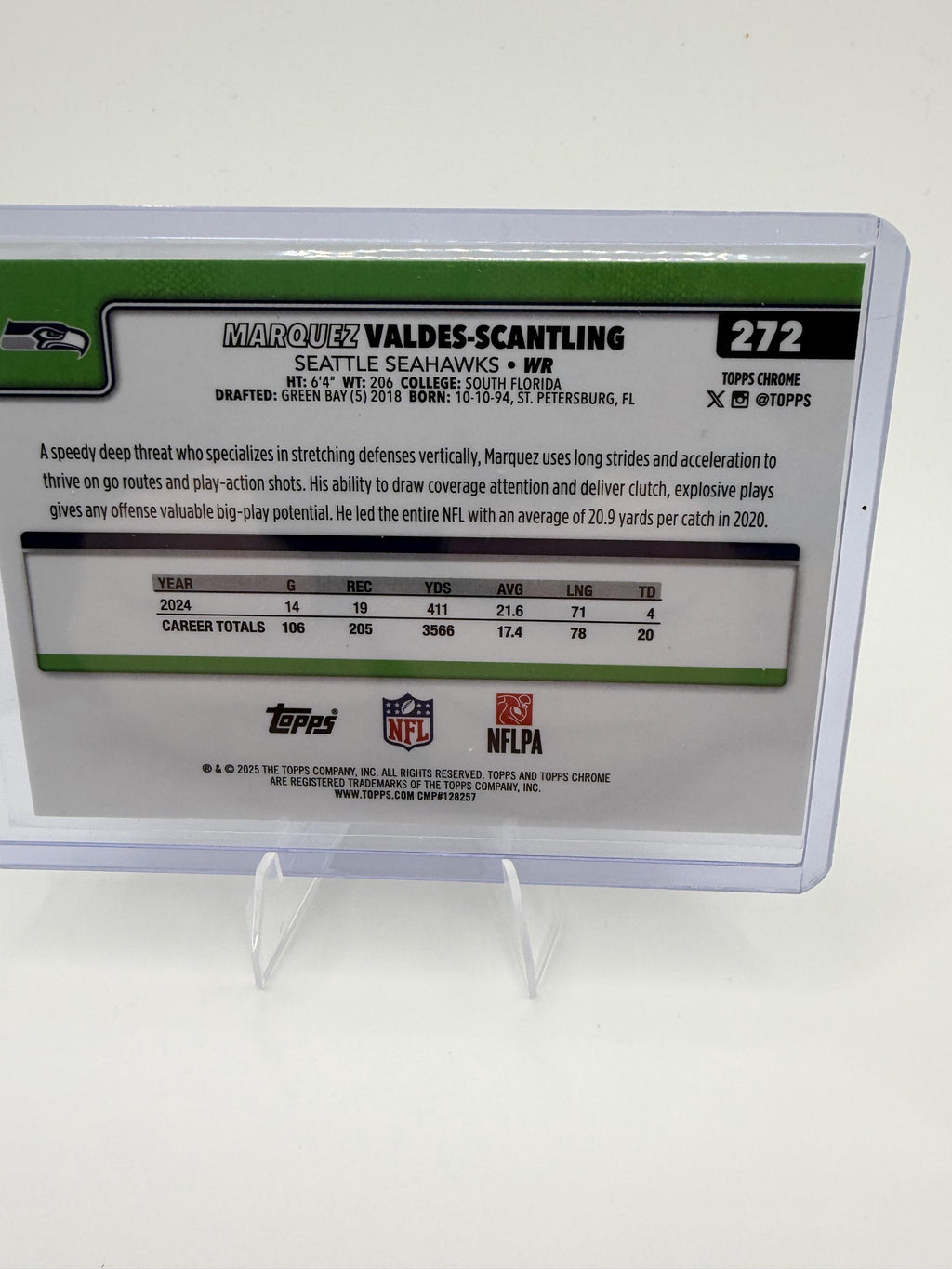 2025 Topps Chrome Marquez Valdes-Scantling Football Leather Refractor #272