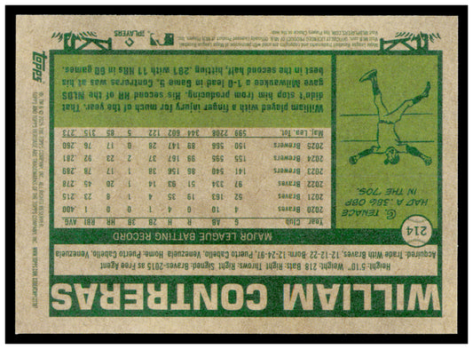 2026 Topps Heritage William Contreras Card Milwaukee Brewers #214