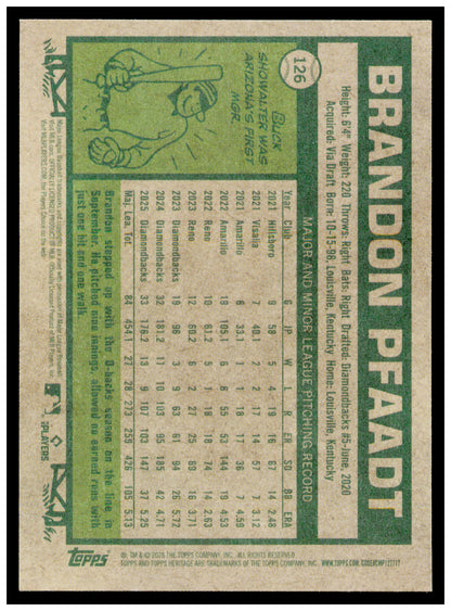2026 Topps Heritage Brandon Pfaadt Card Arizona Diamondbacks #126