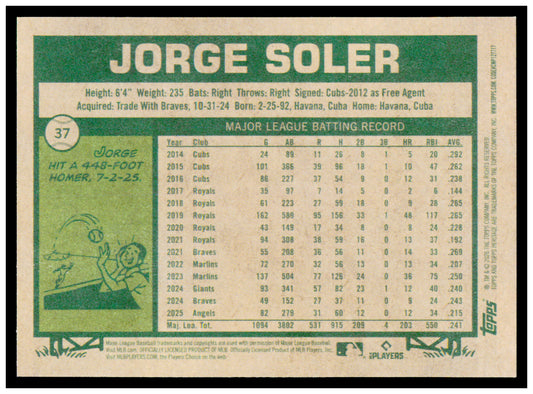 2026 Topps Heritage Jorge Soler Card Los Angeles Angels #37
