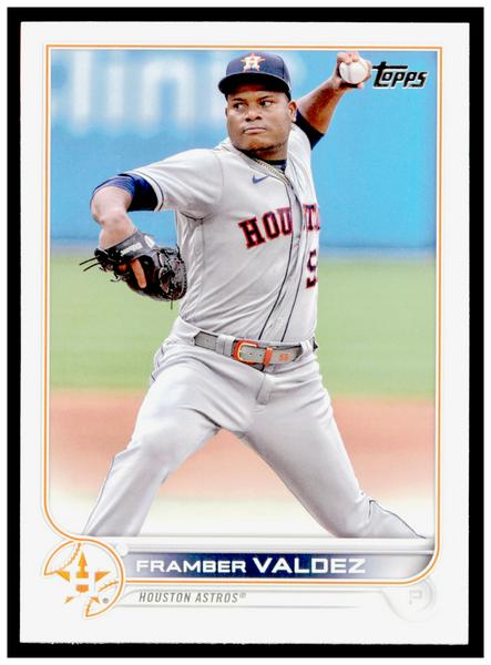 2022 Topps Framber Valdez Card Royal Blue Houston Astros #261