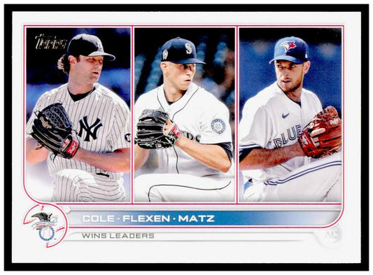 2022 Topps AL Wins Leaders Gerrit Cole / Chris Flexen / Steven Matz