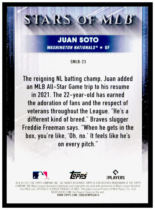 2022 Topps Juan Soto Card Stars of MLB Washington Nationals #SMLB-23